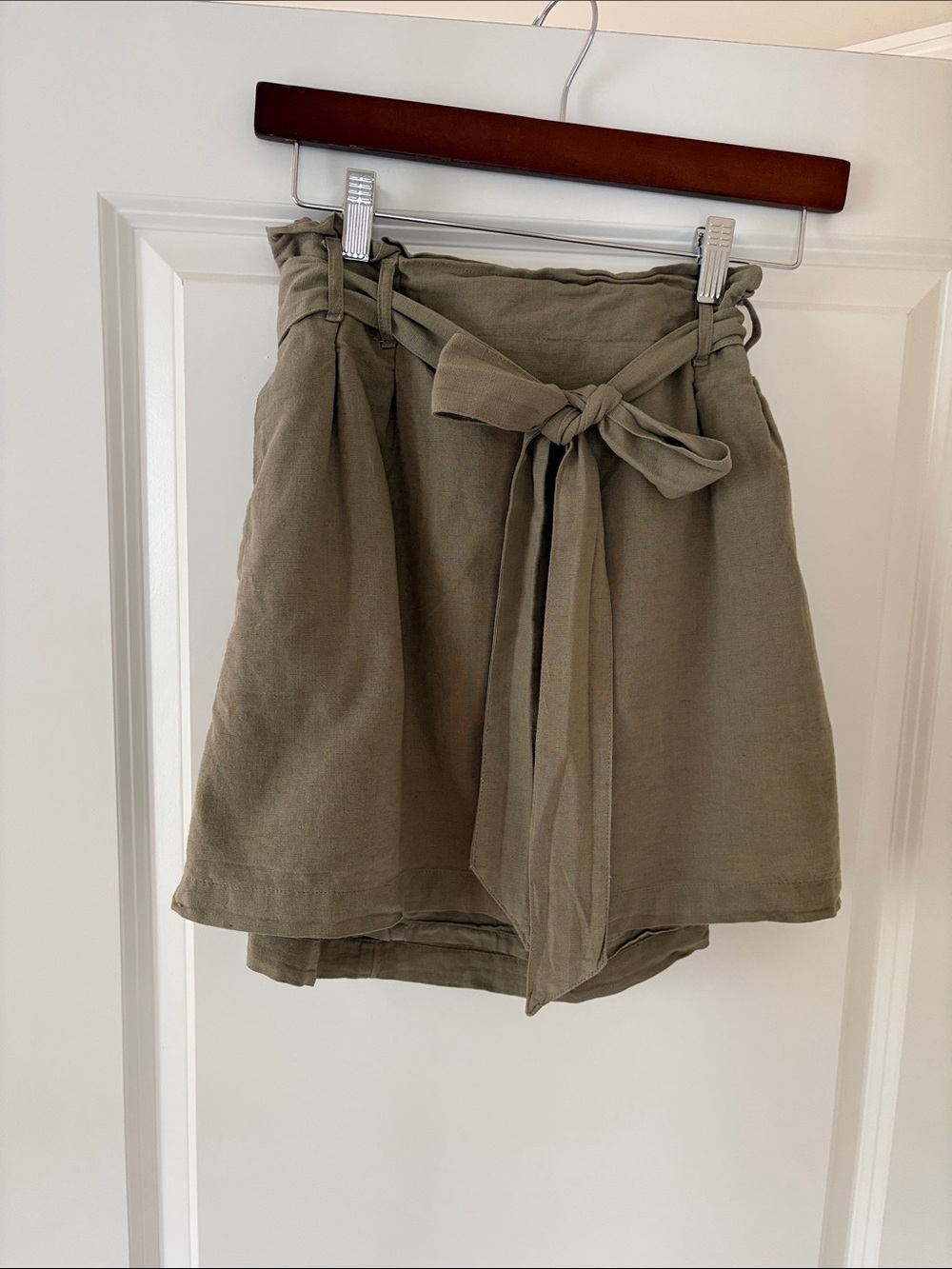 American Eagle Outfitters Olive High-Rise Tie-Waist Mini Skirt